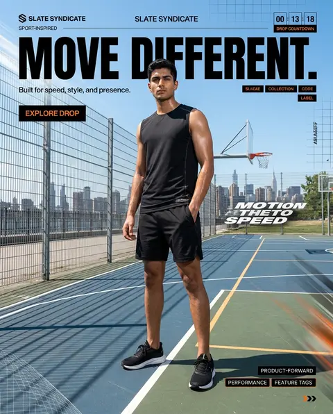 4:5 vertical luxury athletic fashion campaign, hyper-realistic commercial street - AI生成图片 1