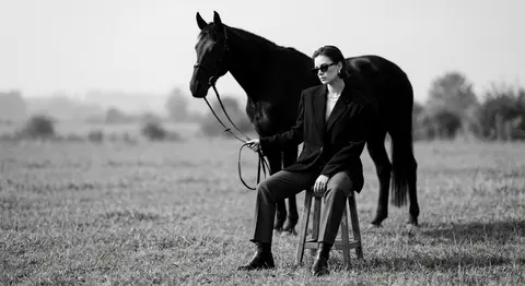 Create a cinematic black-and-white editorial fashion photograph in the style of - AI生成图片 1