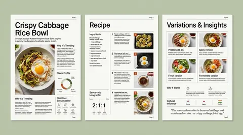 A sleek, modern 3-page editorial food magazine spread shown as three vertical pa - AI生成图片 4