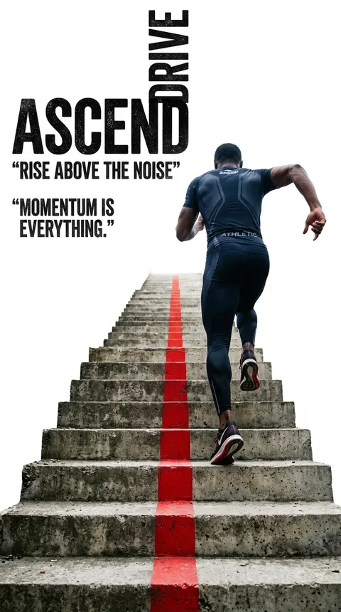 A dynamic athlete in high-performance compression gear sprints upward on a stark - AI生成图片 1
