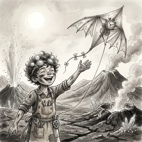 A young tinkering inventor with bright soot-smudged cheeks and a crown of tiny f - AI生成图片 3