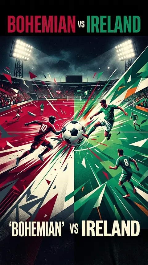 Dynamic sports poster with an abstract football pitch divided diagonally into tw - AI生成图片 3