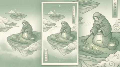 Vertical poster composition, dreamlike and serene, ukiyo-e woodblock print aesth - AI生成图片 1