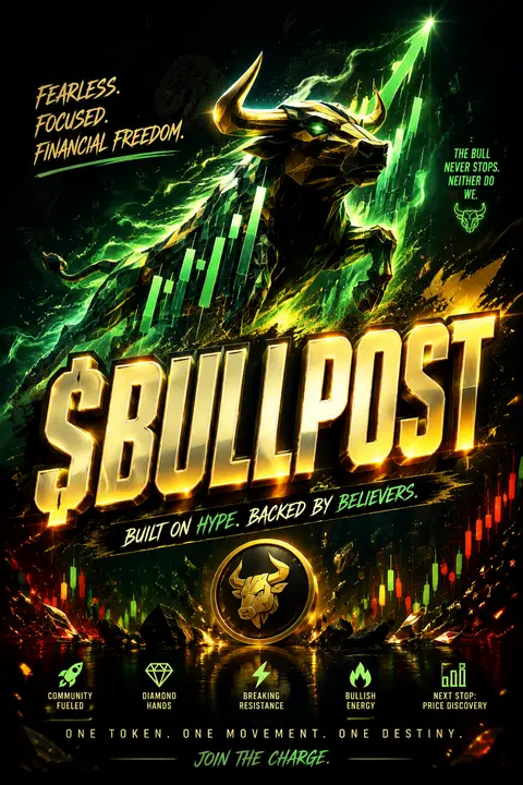 Ultra-wide social banner for **$BULLPOST** with the ticker set in oversized cust - AI生成图片 2