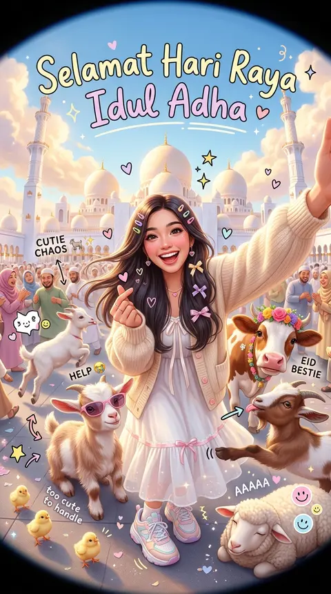 Ultra-realistic, super-cute chaotic Eid al-Adha selfie photo in front of a dream - AI生成图片 2