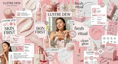 A bold, visually explosive editorial moodboard collage for `Lustre Dew`, a fresh - AI生成图片 2