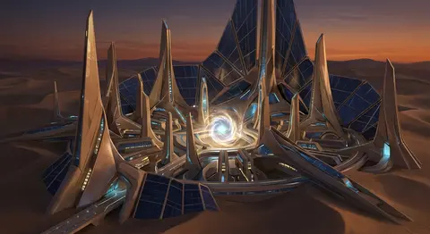 Create a complete visual worldbuilding set for a futuristic desert civilization - AI生成图片 2