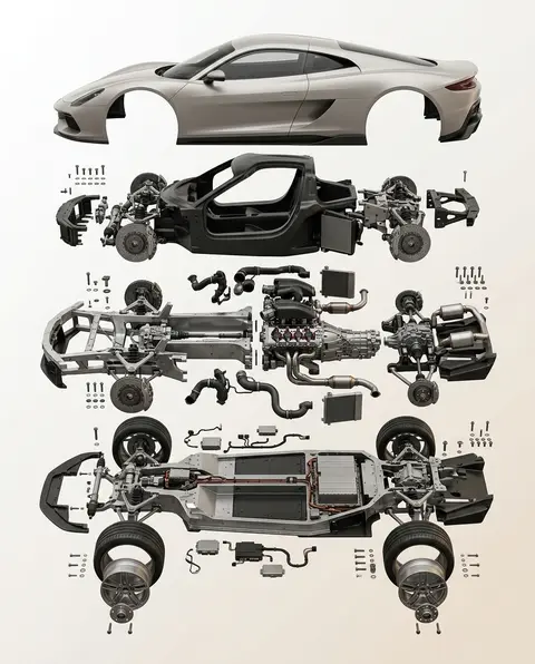 Primary structural platform perfectly centered as the central spine, with the ou - AI生成图片 1