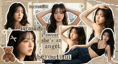 Digital scrapbook fan-edit collage in a Y2K coquette K-pop muse aesthetic, built - AI生成图片 1