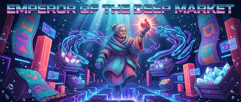 Monumental vaporwave poster of an elderly fruit vendor sovereign drifting in a c - AI生成图片 2
