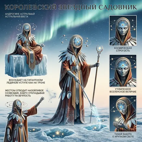 Королевский звездный садовник с обликом андрогинного астрального существа, собир - AI生成图片 1