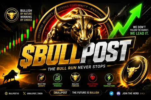 Premium crypto branding banner for fictional token `$BULLPOST`, bold bull-themed - AI生成图片 2