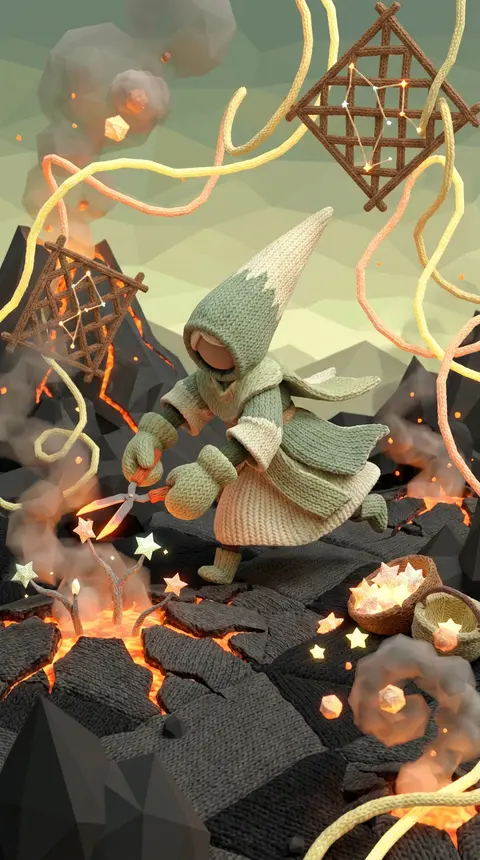 A chaotic, energetic low-poly 3D render of a celestial gardener racing across a - AI生成图片 3