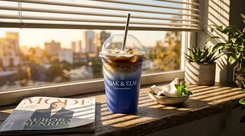 Soft Pop commercial photography of a frosted cobalt-and-white takeaway coffee cu - AI生成图片 4