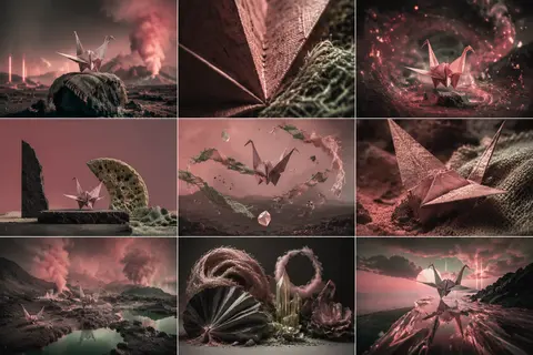 3×3 grid, 3:4 aspect ratio, luxury campaign storyboard centered on a living orig - AI生成图片 2