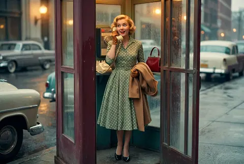 A hyper-realistic 1950s-inspired editorial portrait of a young woman (use upload - AI生成图片 1
