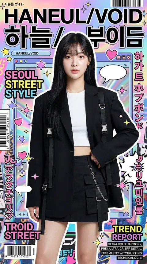 Ultra-stylized high-fashion editorial poster featuring Ji-eun Vale, a poised you - AI生成图片 1