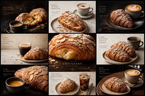 Ultra-premium vertical 3x3 editorial campaign board for **ALMOND CROISSANT**, ce - AI生成图片 3