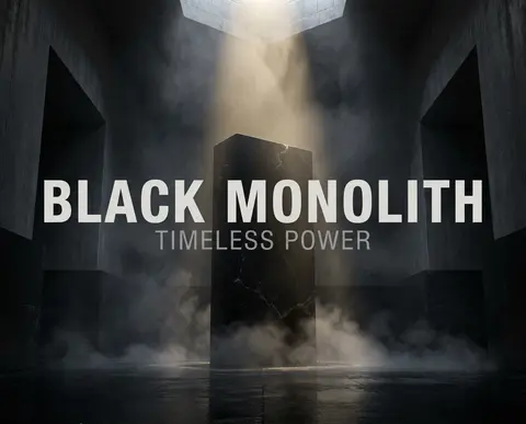 BLACK MONOLITHPromptA towering obsidian black marble monolith rises from the cen - AI生成图片 1