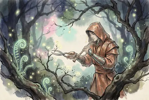 A celestial gardener delicately pruning tiny living constellations in a biolumin - AI生成图片 2