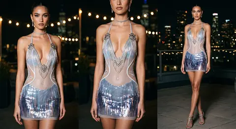 Ultra-luxury couture microdress inspired by Seraphine Vale’s signature palette, - AI生成图片 1