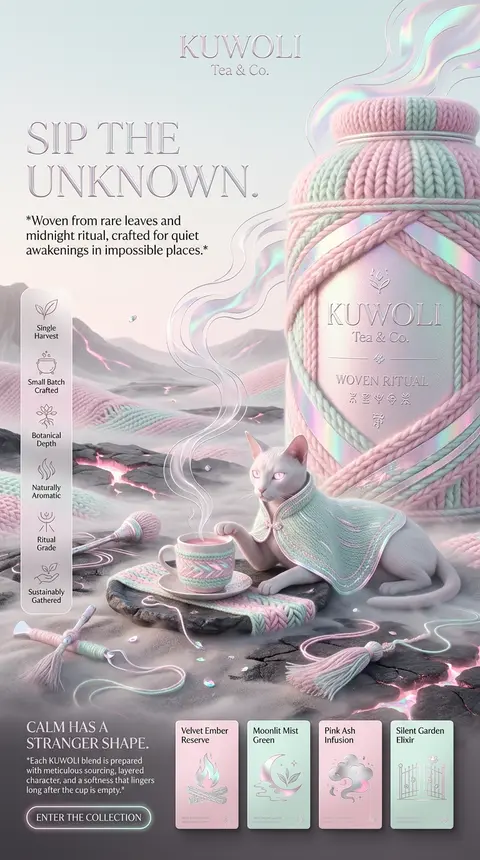 A sinisterly elegant luxury poster for **KUWOLI Tea & Co.** reimagined as an oth - AI生成图片 4