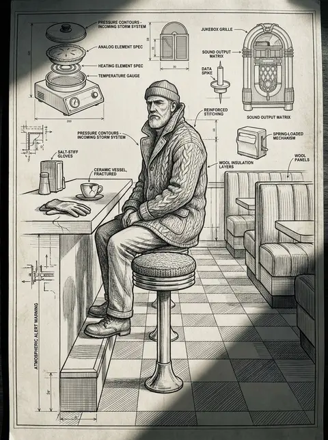 /imagine prompt: blueprint-schematic portrait of a lighthouse keeper inside a 19 - AI生成图片 3