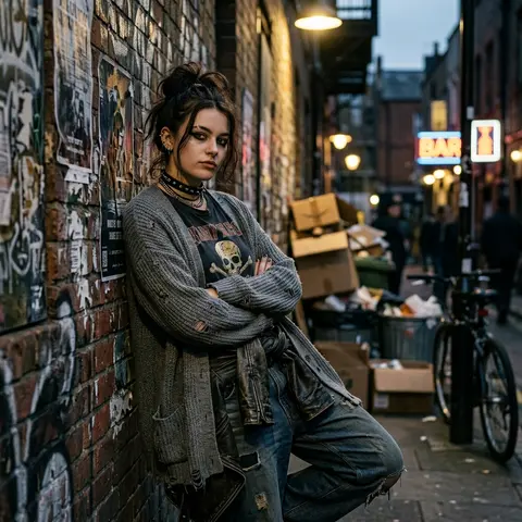 A high-detail photograph of a defiant woman posing nonchalantly. She has a messy - AI生成图片 1