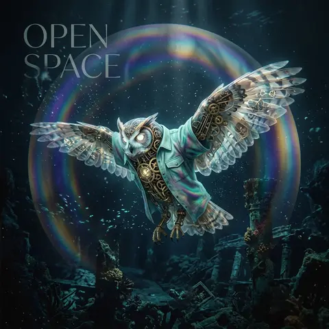 A clockwork owl with articulated brass-like inner mechanics sealed inside transl - AI生成图片 4