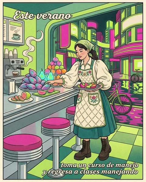 Formato cuadrado para post de Instagram. En un diner retro de los años 50 conver - AI生成图片 2