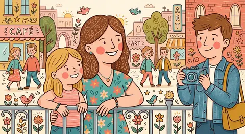 Transform this photo into a whimsical folk flat illustration with doodle element - AI生成图片 3