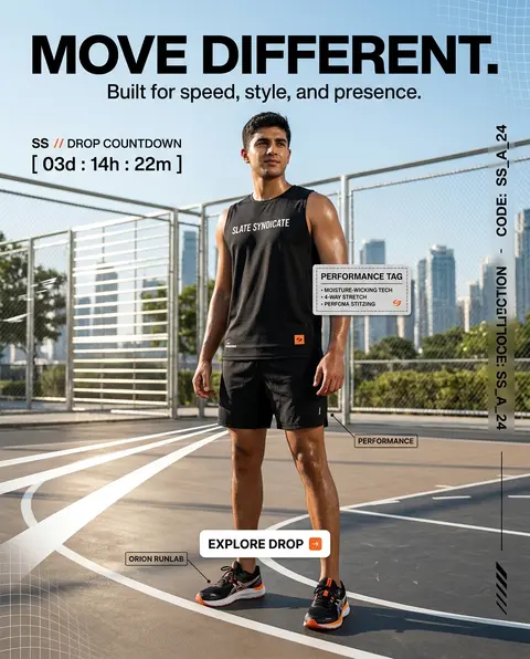 4:5 vertical luxury athletic fashion campaign, hyper-realistic commercial street - AI生成图片 2