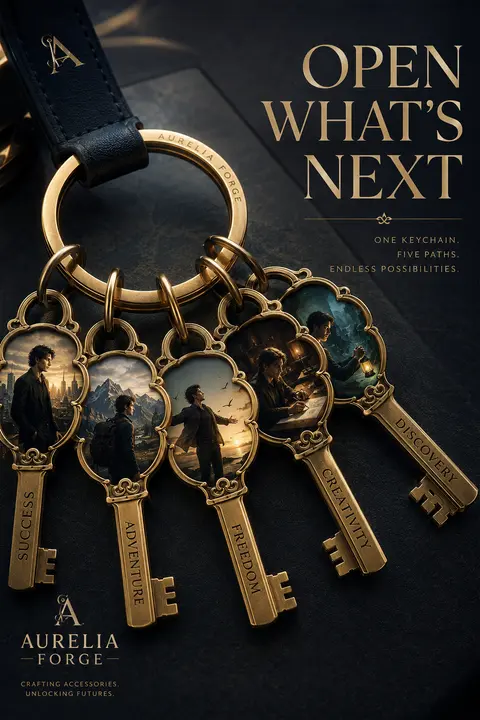 A premium 9:16 keychain advertising poster. Main Subject: A luxury keychain - AI生成图片 2