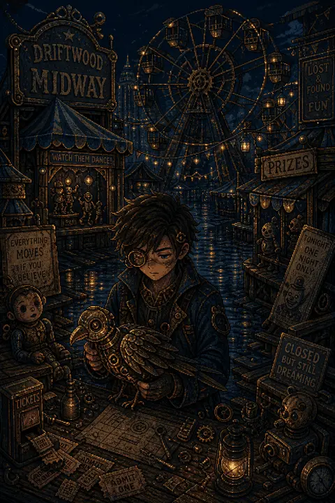 A solitary young scrap-engineer with soot-smudged cheeks and asymmetrical copper - AI生成图片 1