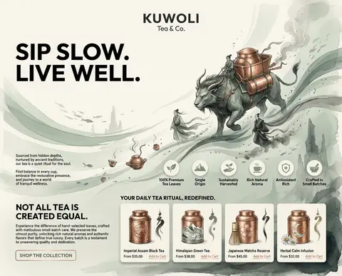 Dreamlike premium campaign poster for the fictional house “KUWOLI Tea & Co.” rei - AI生成图片 2