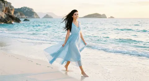 a cinematic coastal portrait of Seraphine Vale, a fictional Mediterranean muse w - AI生成图片 3