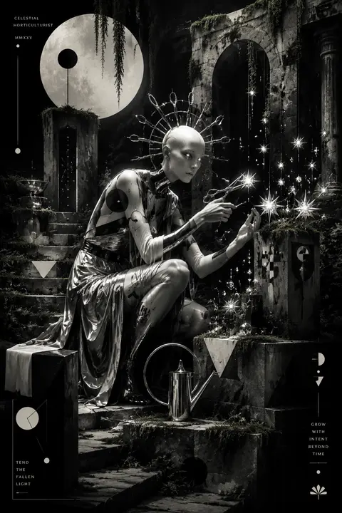 9:16 vertical composition, a hauntingly elegant bauhaus geometric poster of a ce - AI生成图片 2