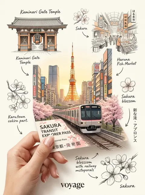 A highly aesthetic travel-journal collage of Tokyo, Japan, in a modern Pinterest - AI生成图片 1