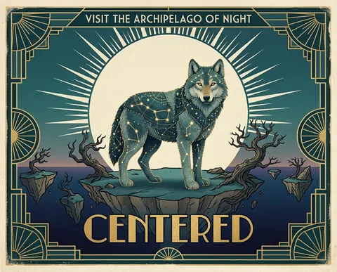 A wolf made of constellations, stitched from soft felt and glowing threads, stan - AI生成图片 2