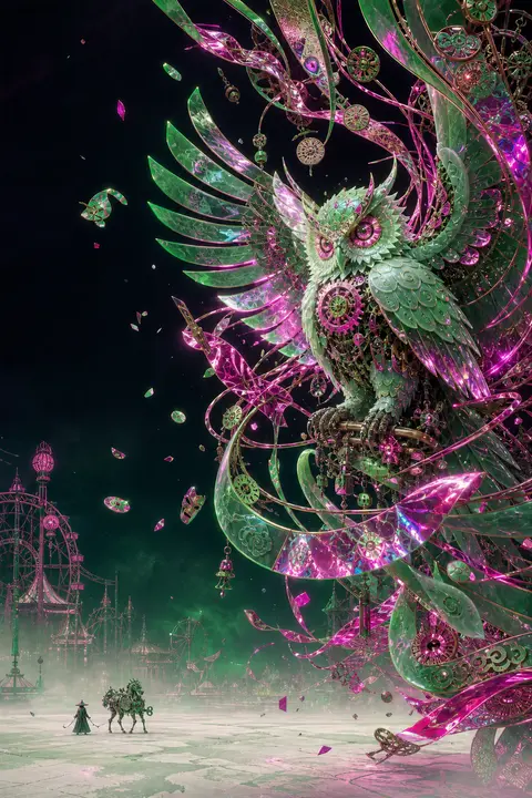 9:16 vertical composition, a chaotic midnight carnival rendered as an ultra-mini - AI生成图片 2
