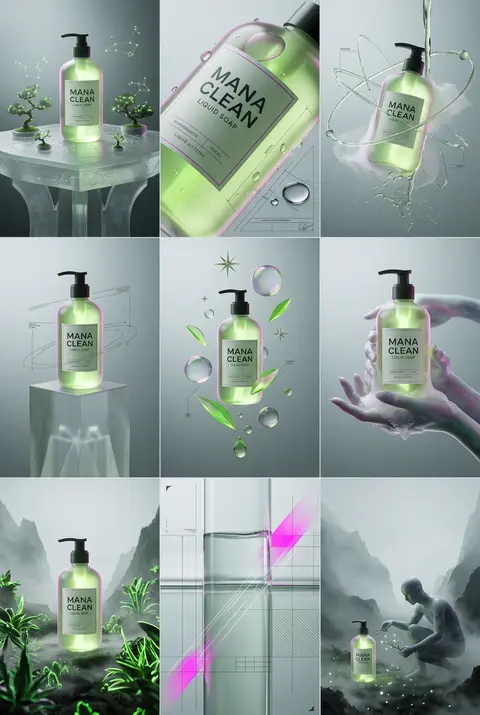 Cuadrícula 3×3, relación 3:4, campaña visual de lujo reinterpretada como un atla - AI生成图片 1