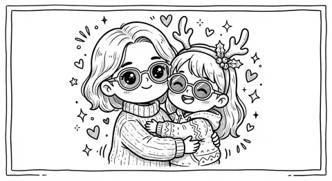 Transform the uploaded photo into a cute black-and-white hand-drawn chibi doodle - AI生成图片 1