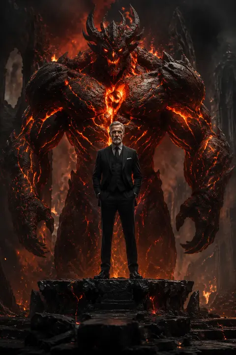 An elderly executive named Alaric Voss in a razor-tailored black suit stands sto - AI生成图片 1