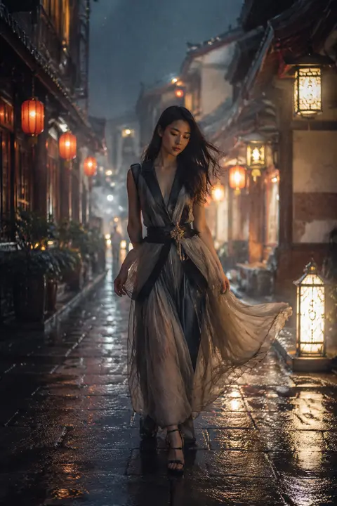 Ultra-realistic cinematic fashion photograph inspired by poetic Asian cinema.A w - AI生成图片 3
