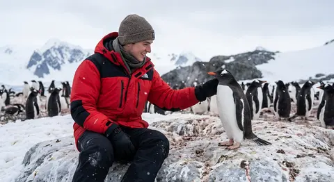 Hyper-realistic Antarctic portrait of the exact same young man from the referenc - AI生成图片 2