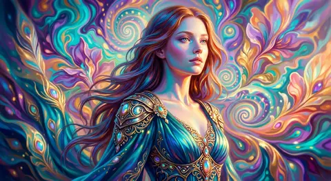 An ethereal heroine, Seraphine Vale, dressed in refined couture with flowing jew - AI生成图片 2