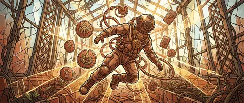 A collector-edition vertical poster of a deep-sea diver bursting through a sun-d - AI生成图片 1