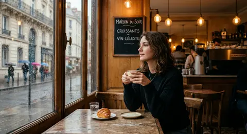 Cinematic lifestyle photograph of Elodie Marceau, a thoughtful young woman seate - AI生成图片 2