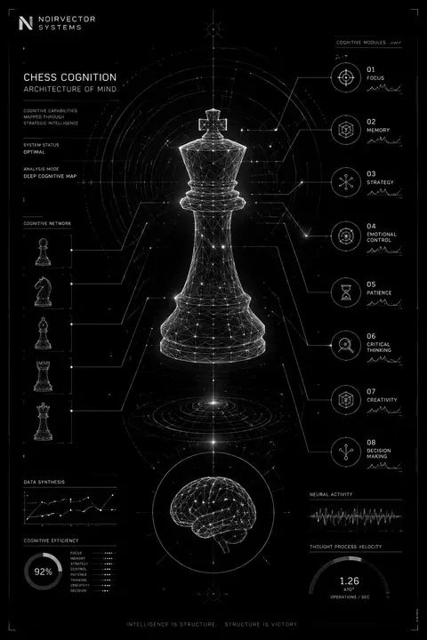 Ultra-minimal chess cognition infographic in a futuristic minimalist style, desi - AI生成图片 2