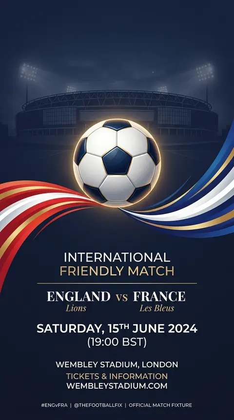 Elegant football fixture poster with two abstract national color ribbons arcing - AI生成图片 2